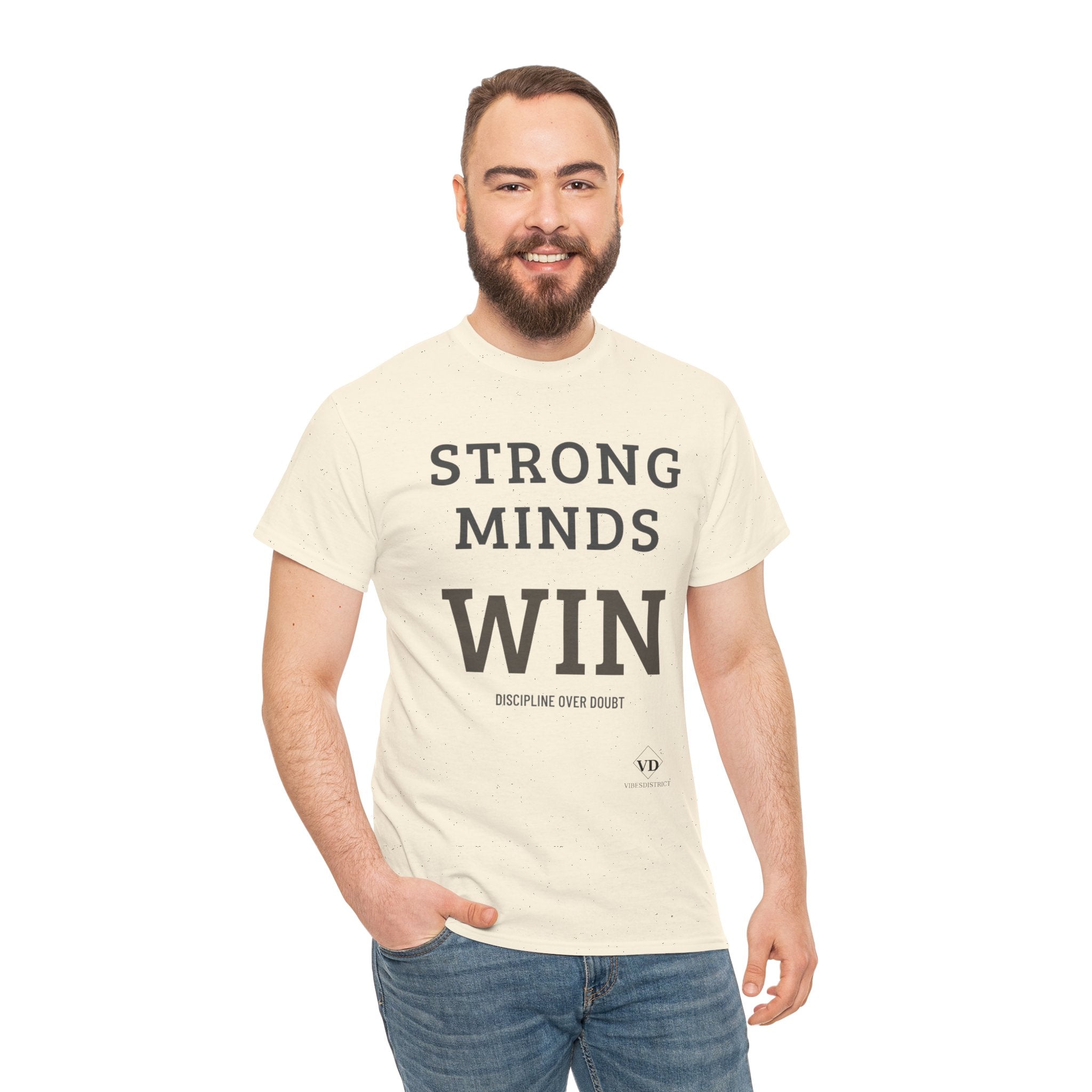 Strong Minds Win T-Shirt — Motivational Graphic Tee (‘Discipline Over Doubt’)